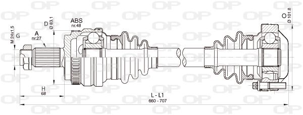 OPEN PARTS Piedziņas vārpsta DRS6357.00